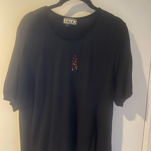 2 Pc Elegant Berek Christmas Knit Cardigan & Matching Tee w Bejeweled Trees L - Picture 6 of 11